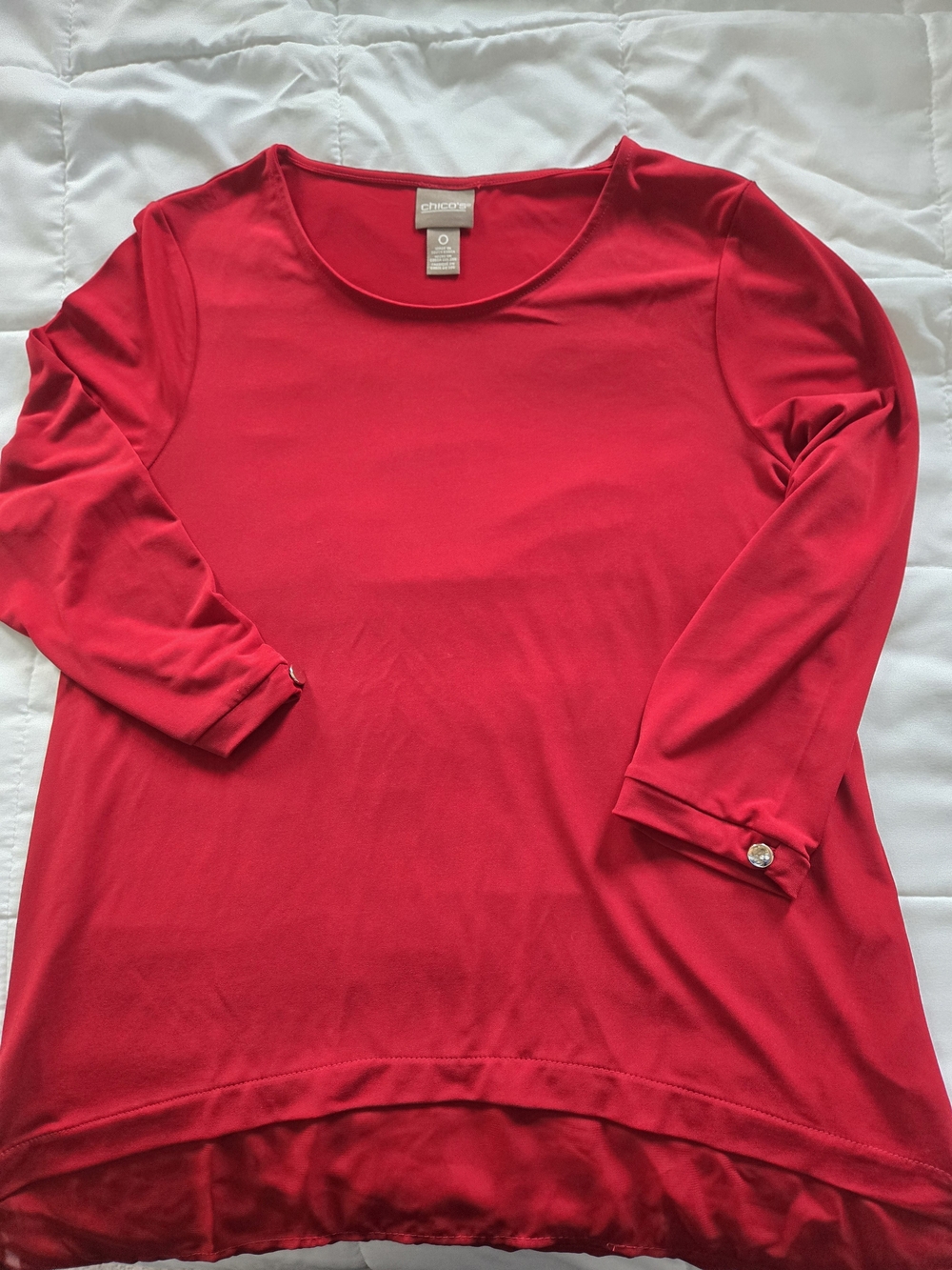 Chico's Red Scoop Neck 3/4 Sleeve